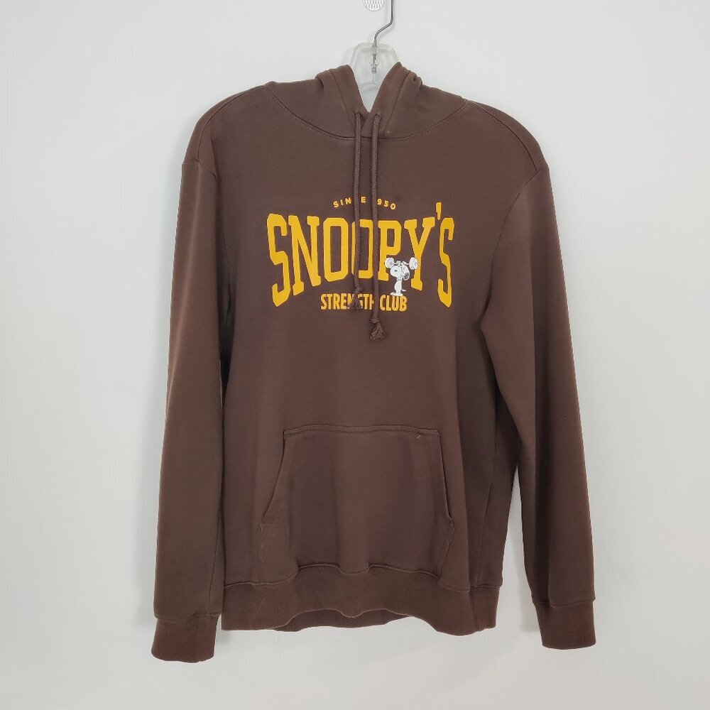 H&M Peanuts Women's Hoodie Size S Regular Fit Brown Snoopy Print Cotton Blend - Picture 1 of 9